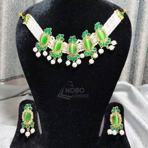 ফ্লোরাল বিড নেকলেস সেট – কানের দুলসহ ট্রেন্ডি ডিজাইন