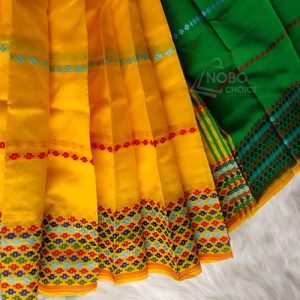 ট্রেডিশনাল হলুদ-সবুজ কটন শাড়ি