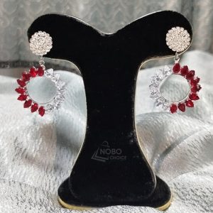 রূপালি ও লাল পাথরের সার্কেল দুল | Circle Dul