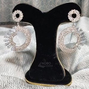 রূপালি পাথরের সার্কেল দুল | Premium White Stone Circle Dul