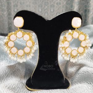 হালকা পিংক ও মুক্তার গোল্ড প্লেটেড দুল | Premium Dul