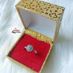 সিলভার রাউন্ড ডায়মন্ড কাট আংটি | Silver Round Diamond Cut Ring